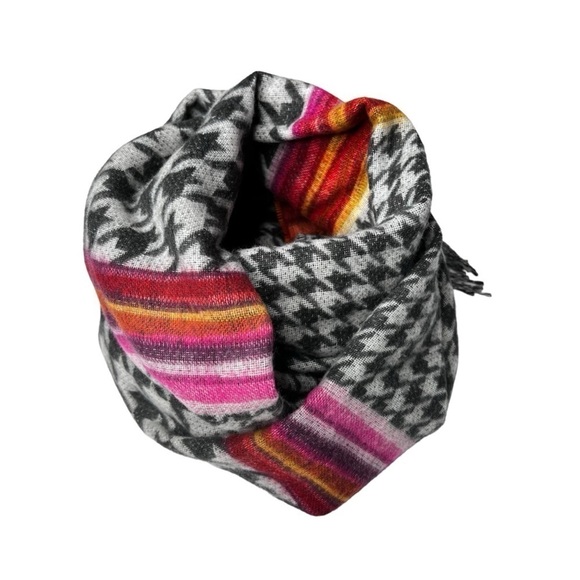 NWOT FRAAS Feel Cashmink Black White Houndstooth Multi Colored Oversized Scarf - Picture 4 of 16